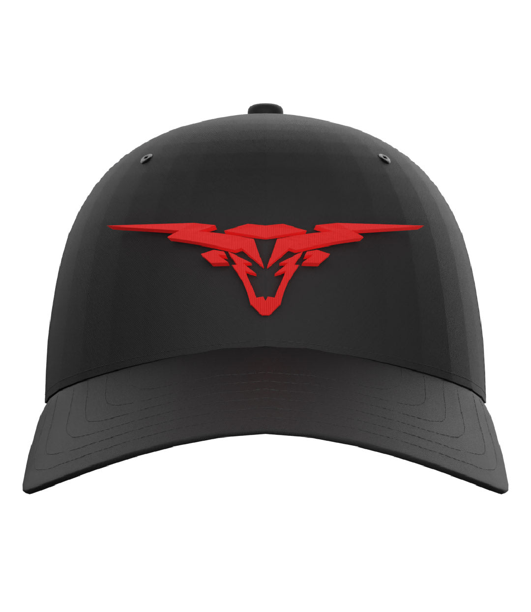 Embroidered LongHorn Bolt Design Adjustable Cap Black/Red