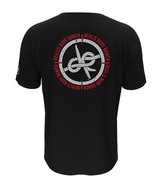 Distress Compass Design T-shirt Black/Red/White