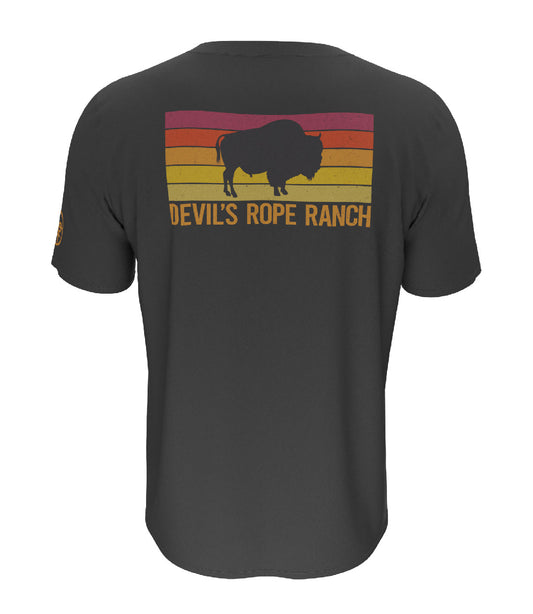 Distress Buffalo Design T-shirt Charcoal