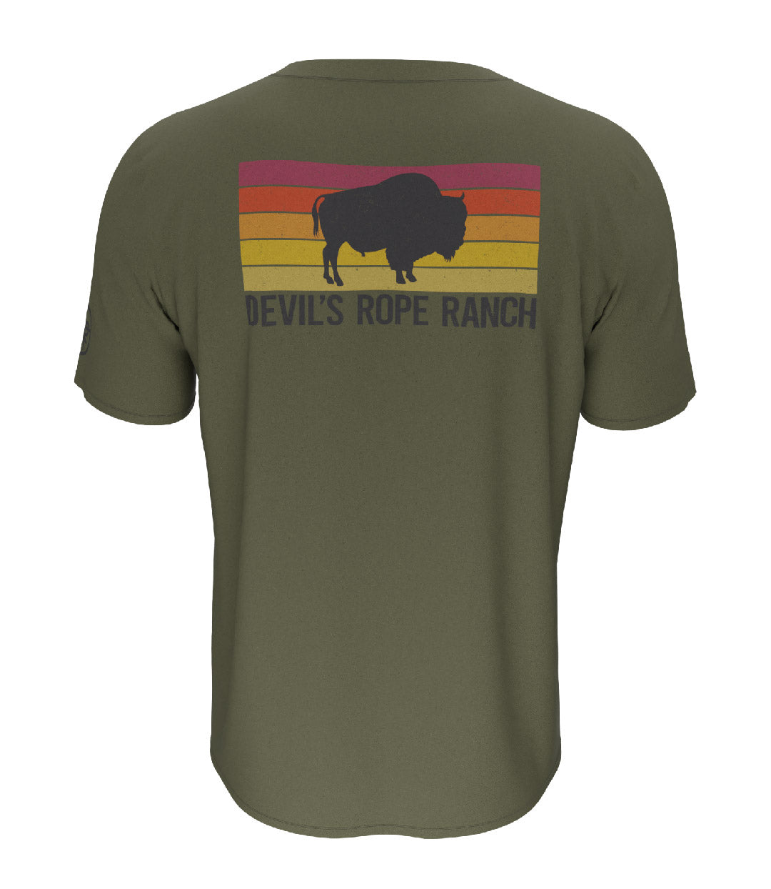 Distress Buffalo Design T-shirt Military Green