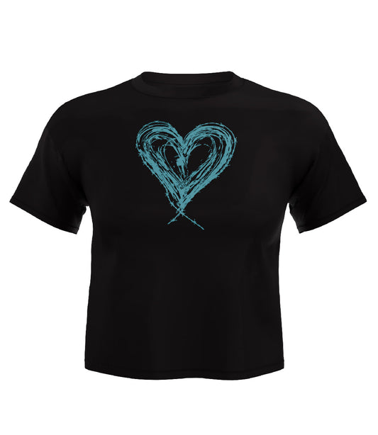 Heart Design Crop Top Black/Blue