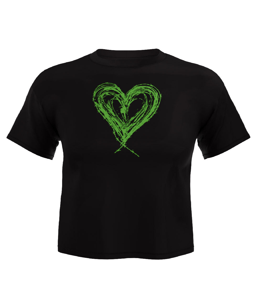 Heart Design Crop Top Black/Neon Lime