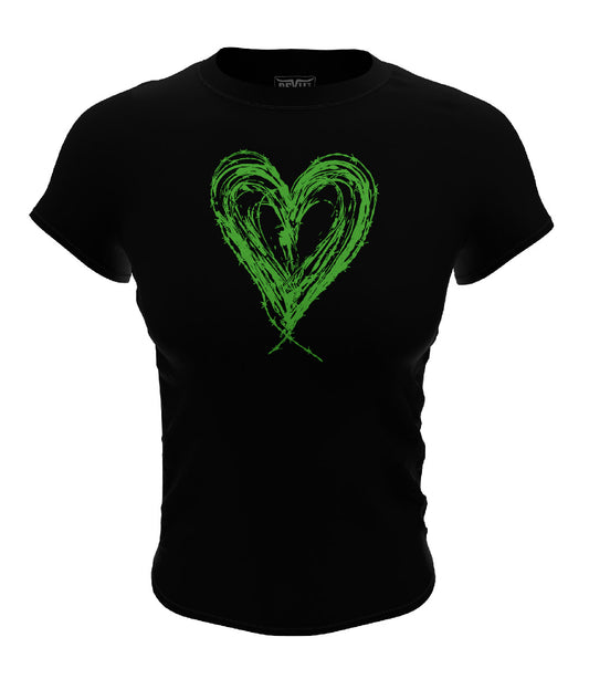 Heart Design T-shirt Black/Neon Lime