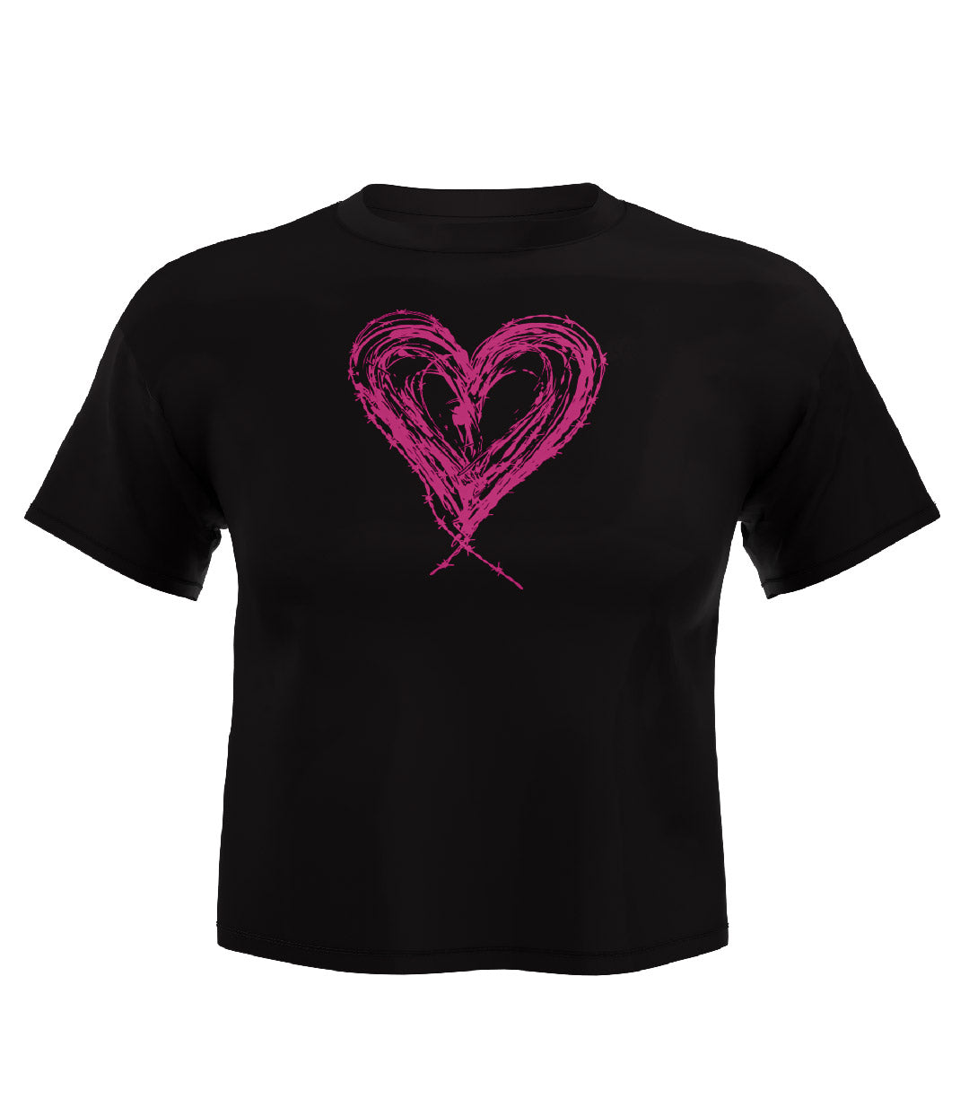 Heart Design Crop Top Black/Neon Pink