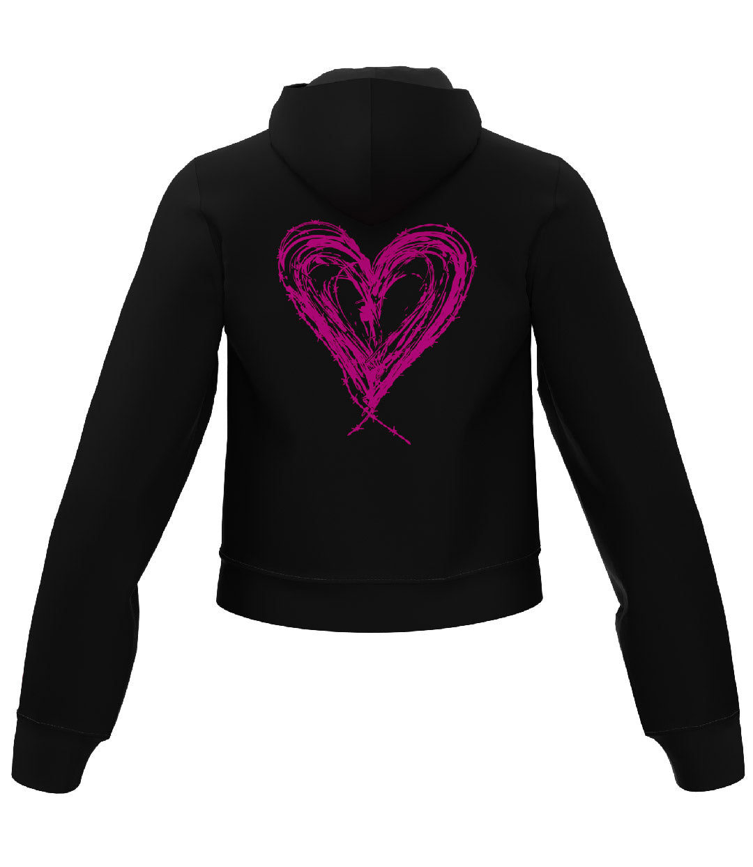 Heart Design Hoodie Black/Neon Pink