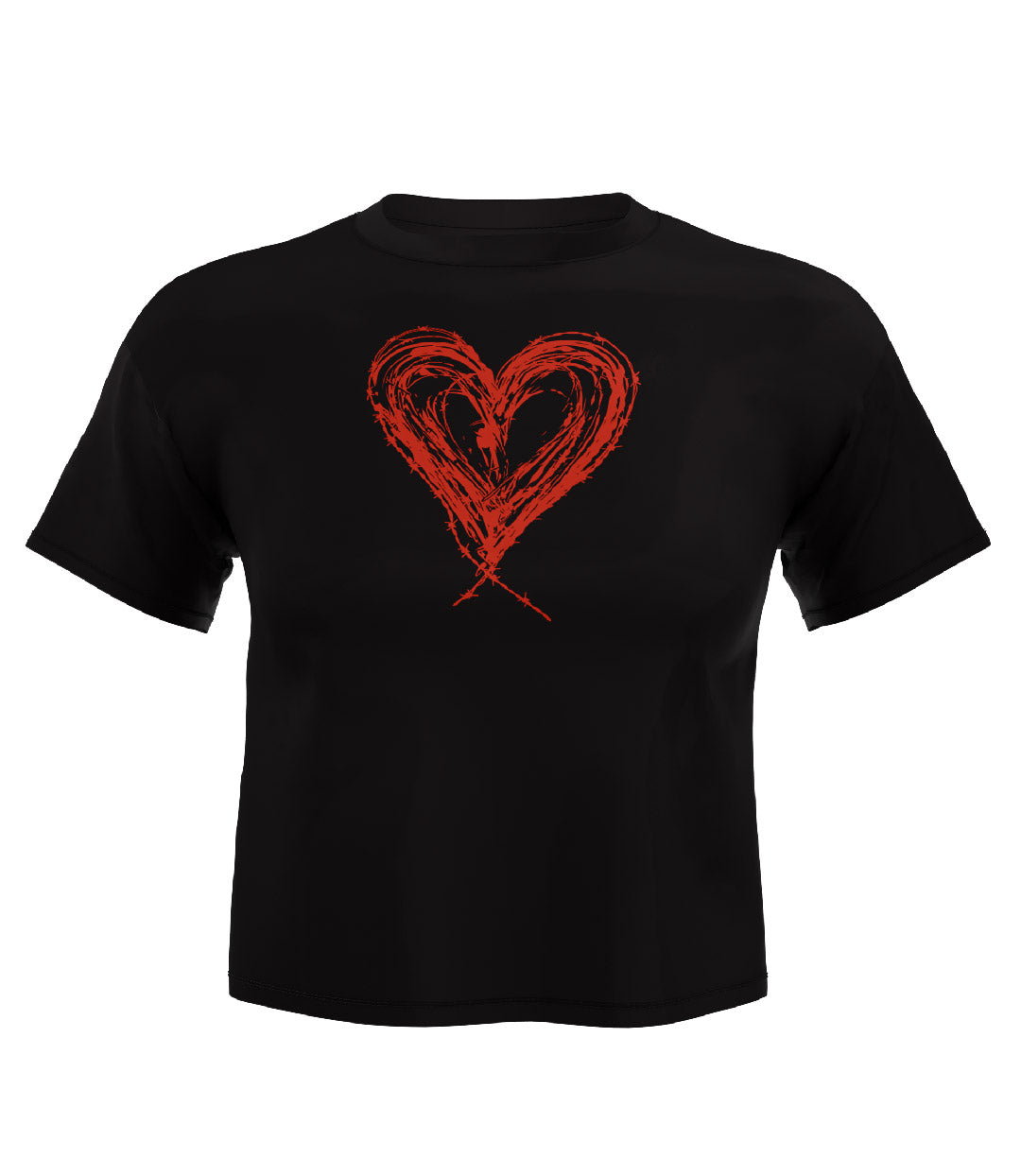 Heart Design Crop Top Black/Red