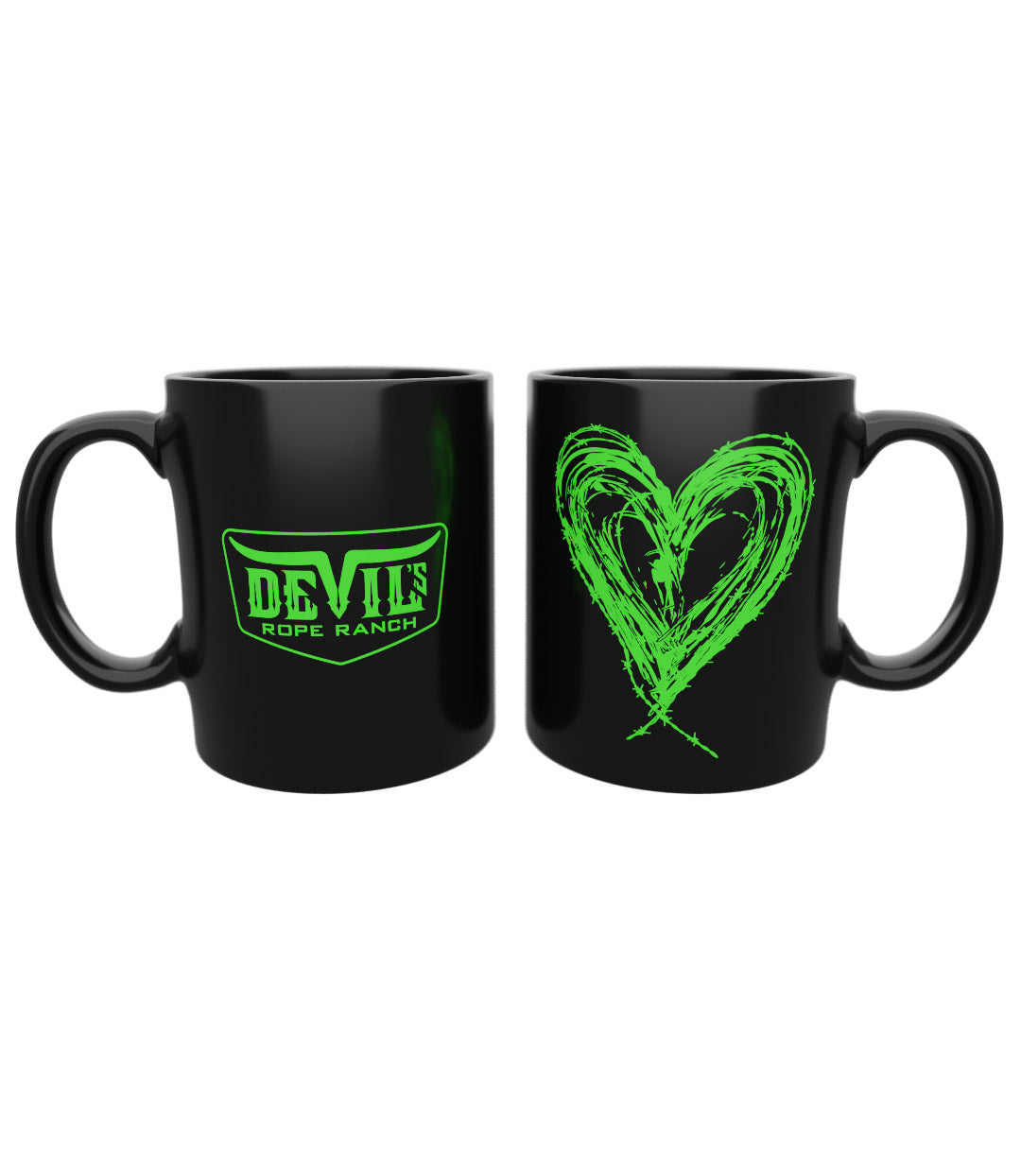 Heart Design Coffee Mug Black/Neon Lime