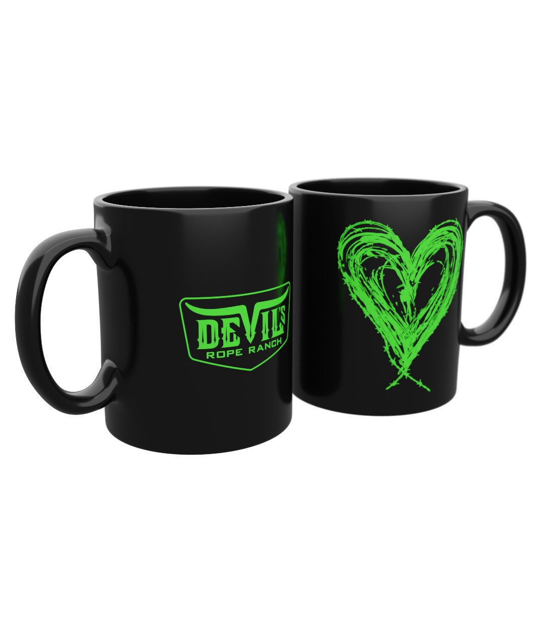 Heart Design Coffee Mug Black/Neon Lime