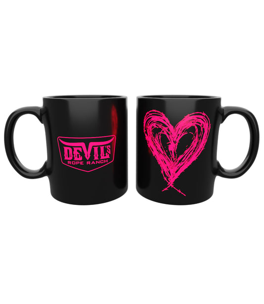 Heart Design Coffee Mug Black/Neon Pink