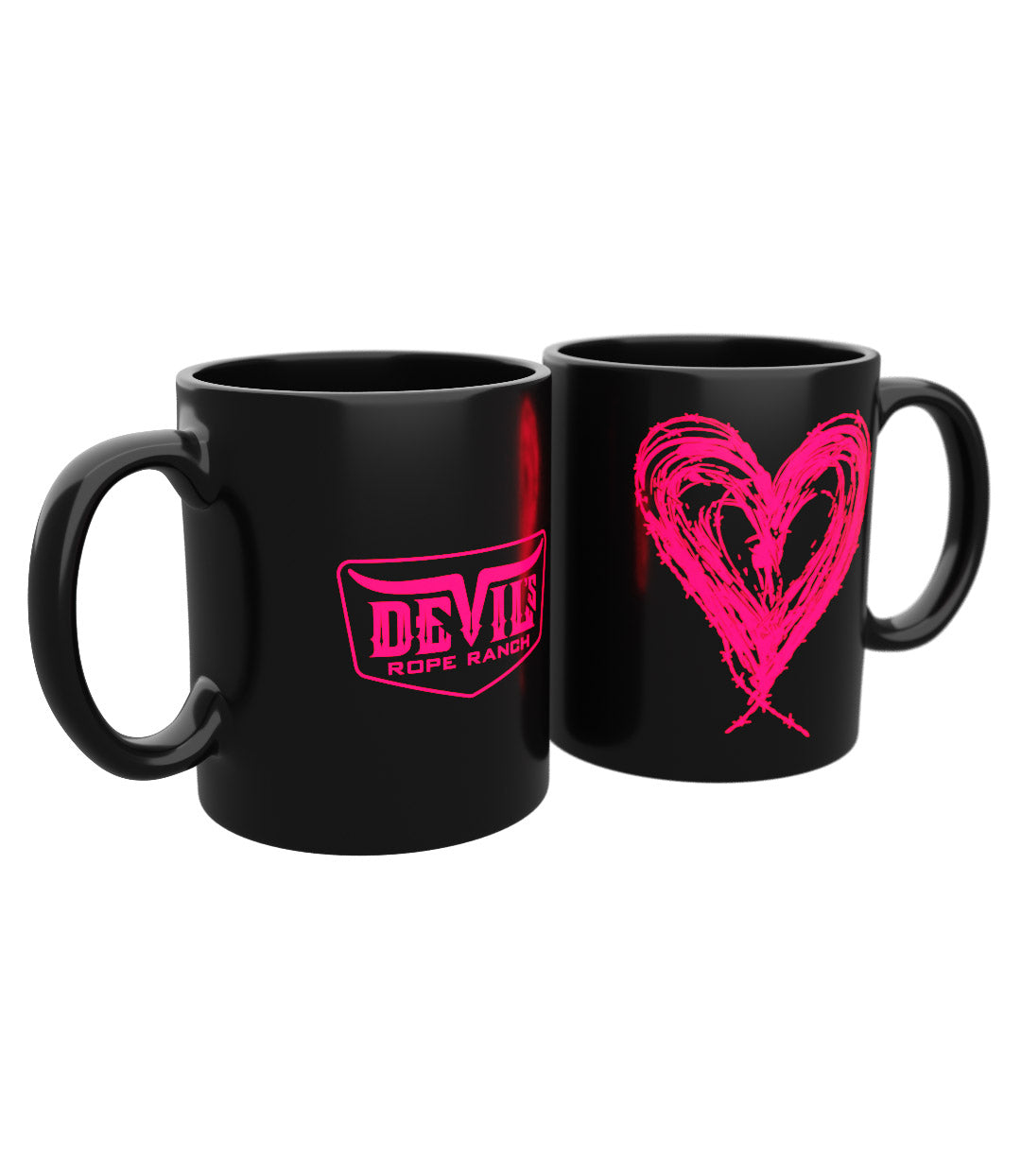 Heart Design Coffee Mug Black/Neon Pink