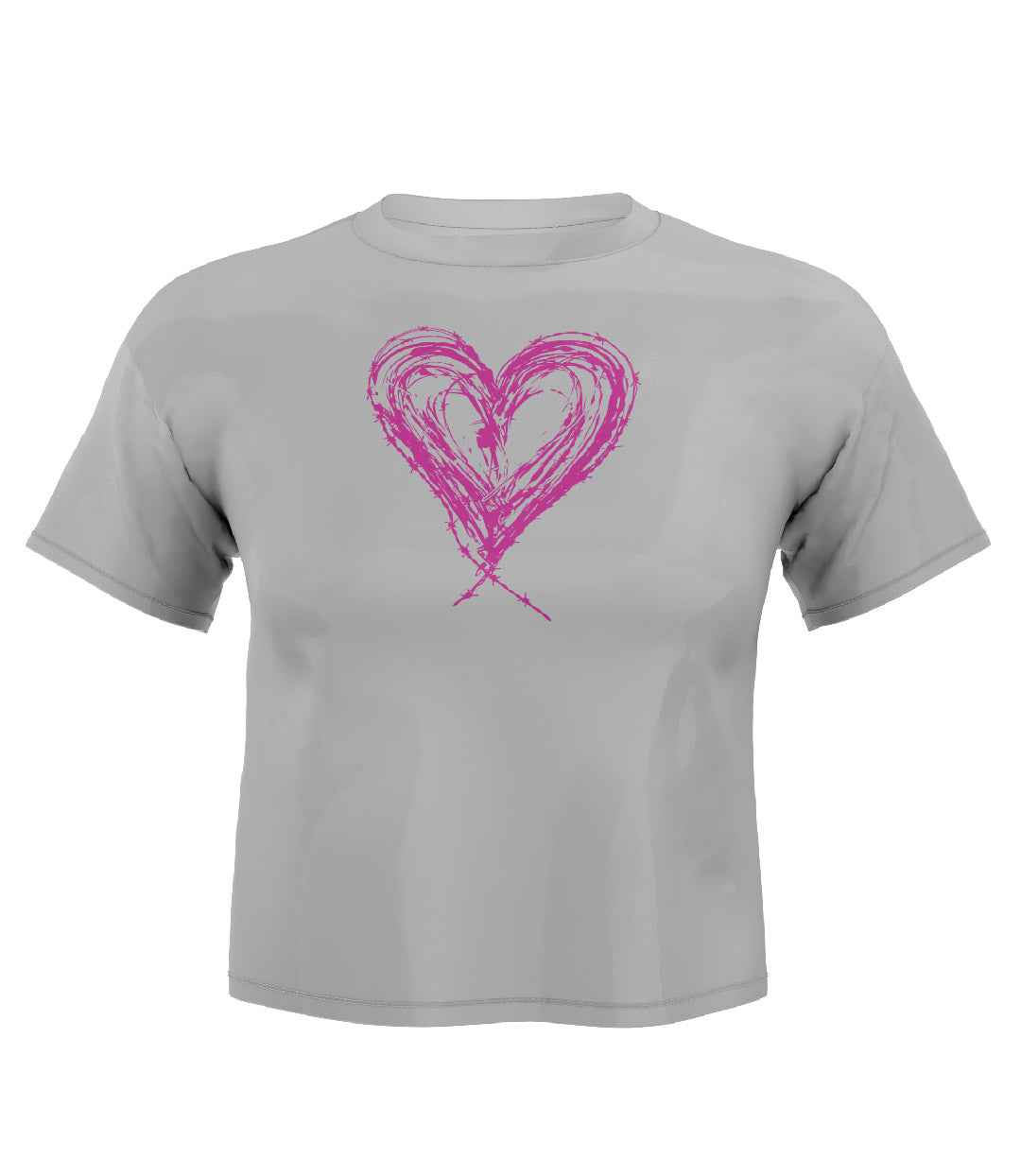 Heart Design Crop Top White/Neon Pink