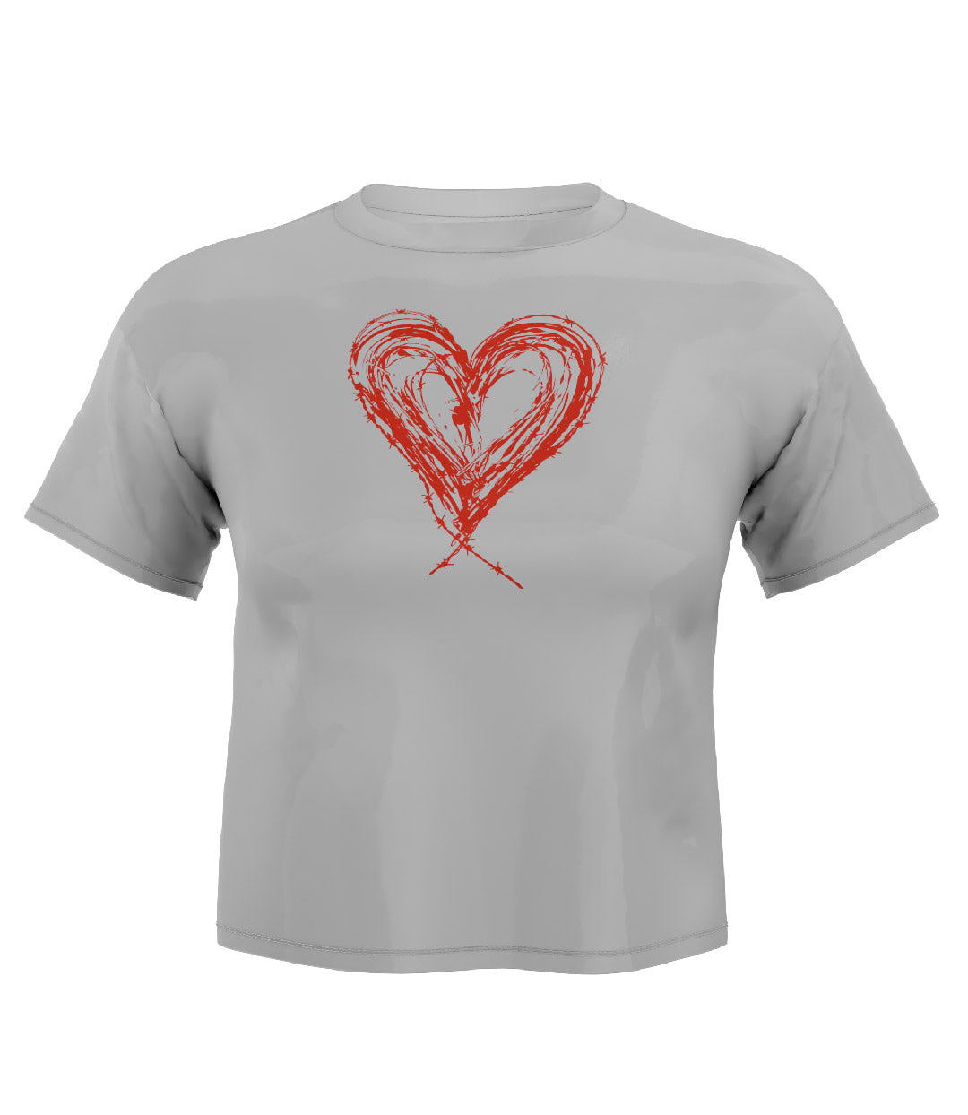 Heart Design Crop Top White/Red