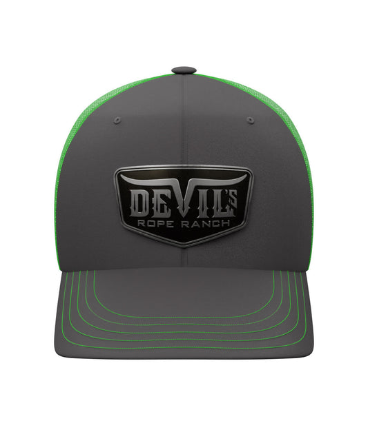 Metal Badge Design Trucker Cap Charcoal/Neon Green