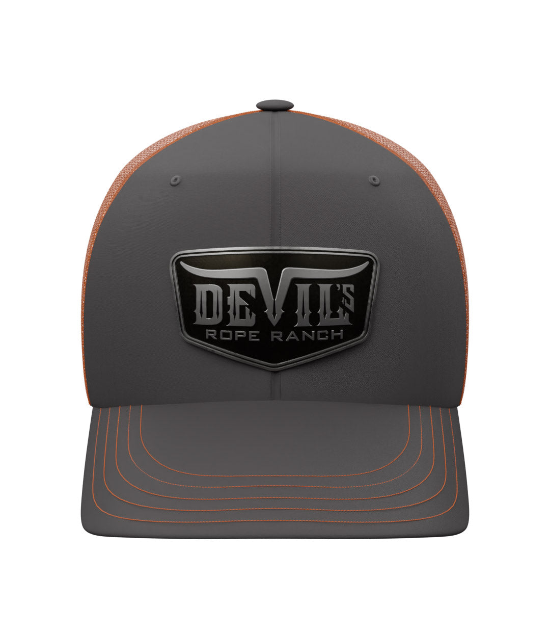 Metal Badge Design Trucker Cap Charcoal/Neon Orange