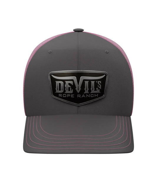 Metal Badge Design Trucker Cap Charcoal/Neon Pink