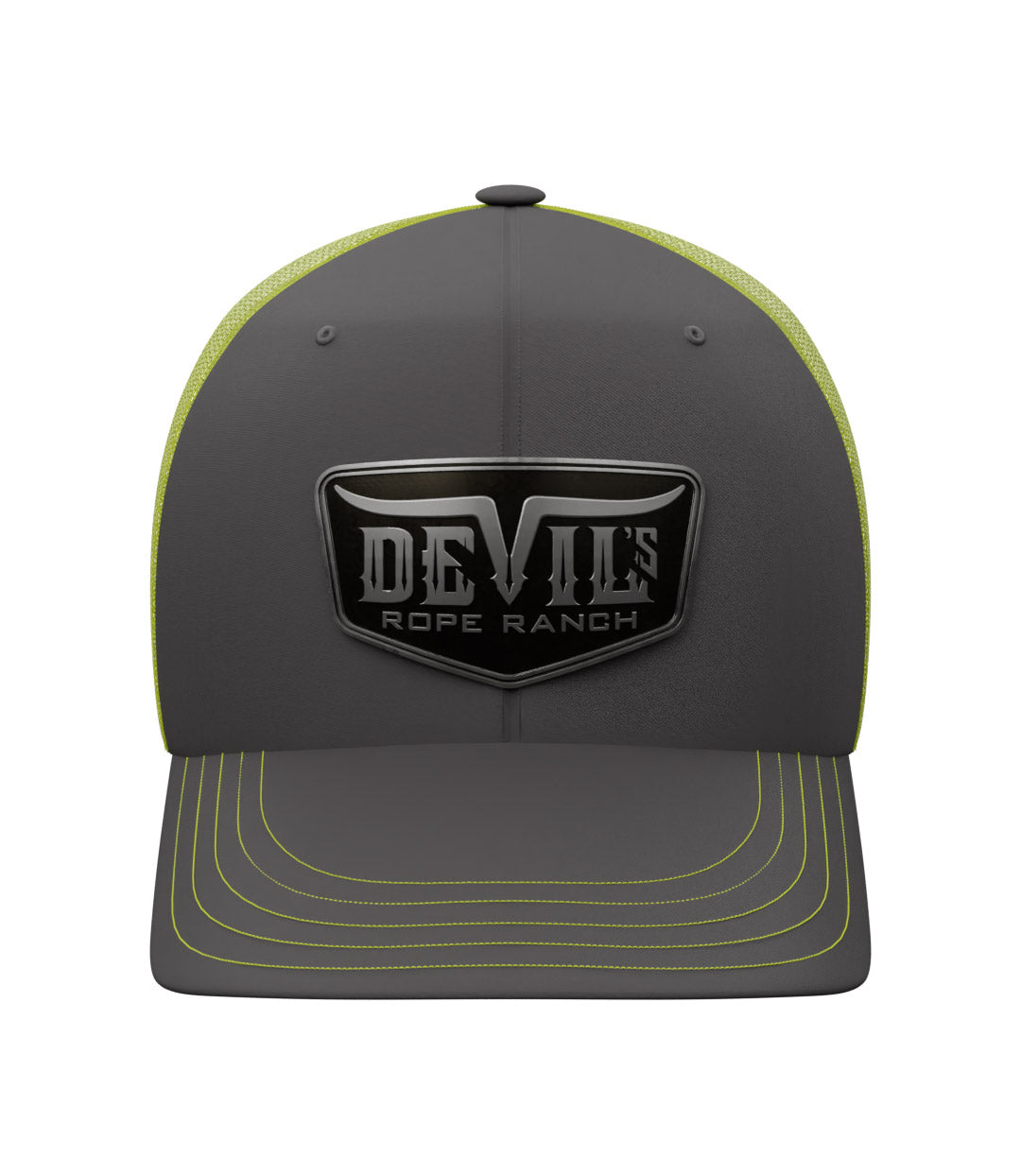 Metal Badge Design Trucker Cap Charcoal/Neon Yellow