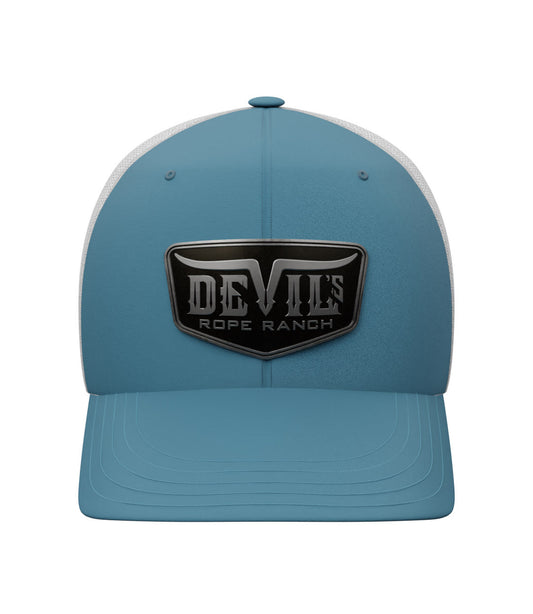 Metal Badge Design Trucker Cap Columbia Blue/White