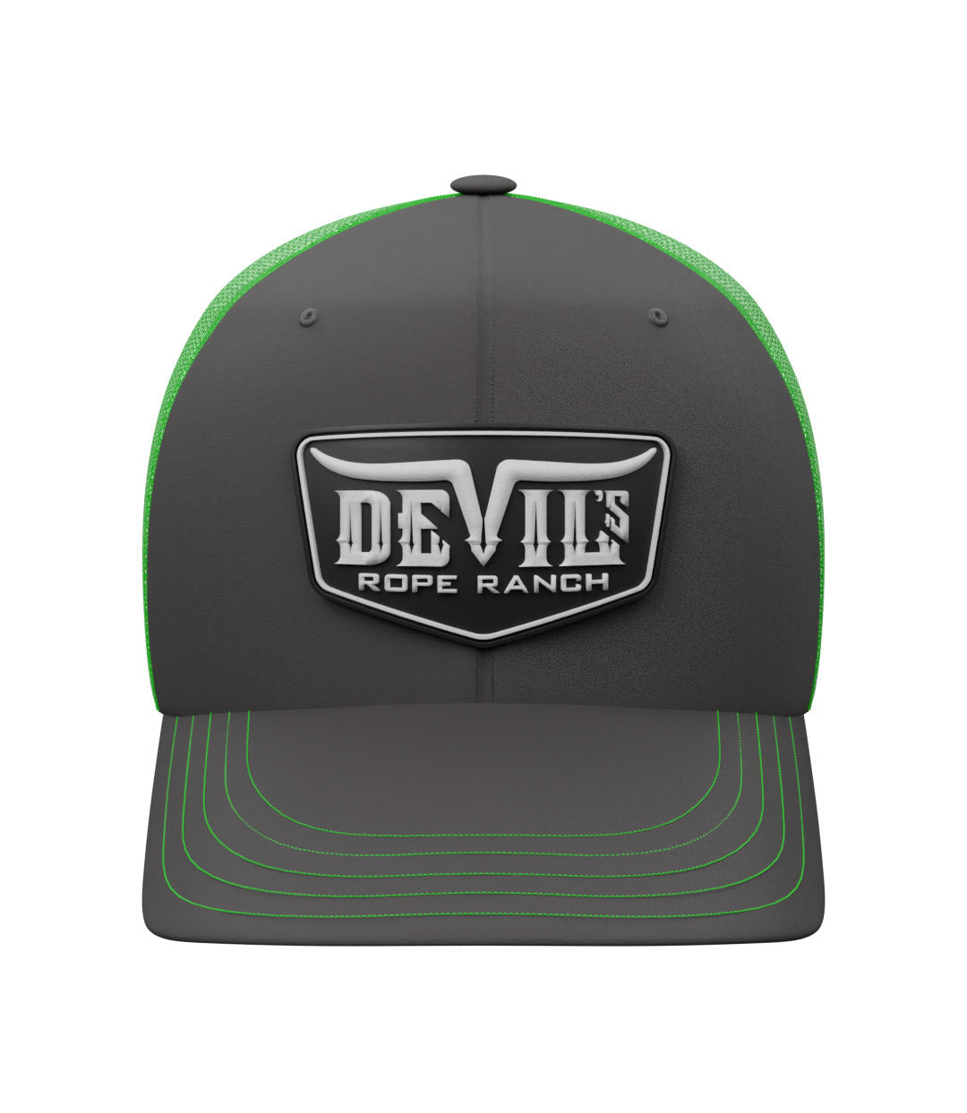 PVC Badge Design Trucker Cap Charcoal/Neon Green