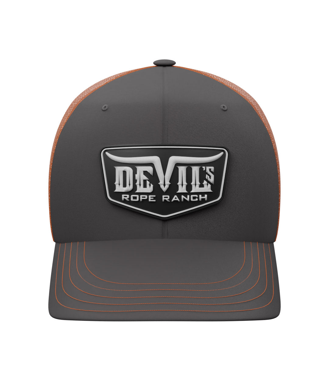 PVC Badge Design Trucker Cap Charcoal/Neon Orange