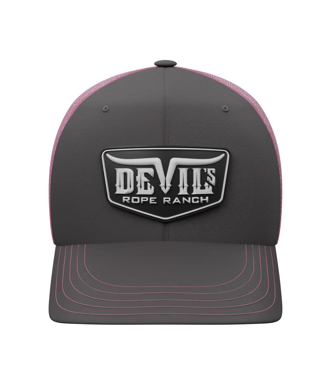 PVC Badge Design Trucker Cap Charcoal/Neon Pink