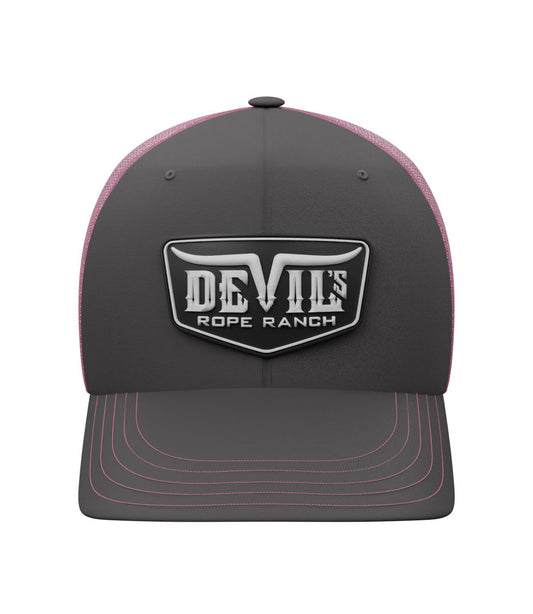 PVC Badge Design Trucker Cap Charcoal/Neon Pink