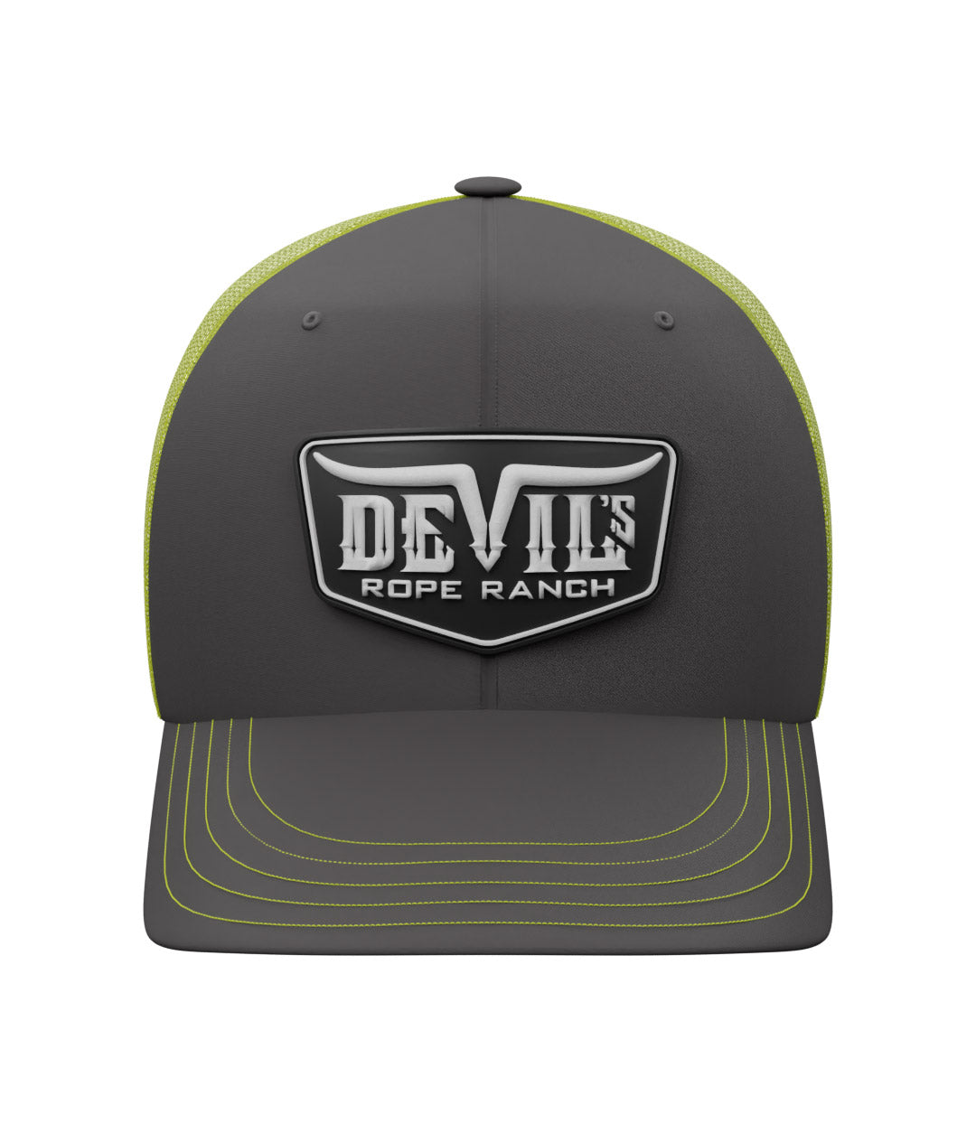 PVC Badge Design Trucker Cap Charcoal/Neon Yellow