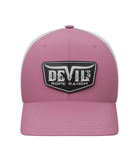 PVC Badge Design Trucker Cap Hot Pink/White